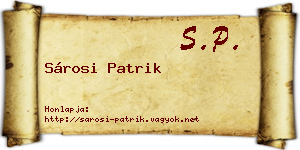 Sárosi Patrik névjegykártya