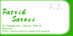patrik sarosi business card